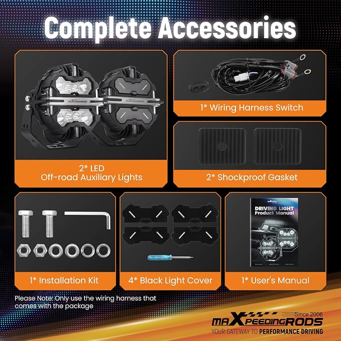 maXpeedingrods 2 Pack 7" 332W LED Off Road Lights, Round Fog Light with 7 RGB Colors, Side Shooter Lights 270°Wide Range, LED Light Bar for SUV, Pickup, ATV, UTV, Truck, Motorcycle