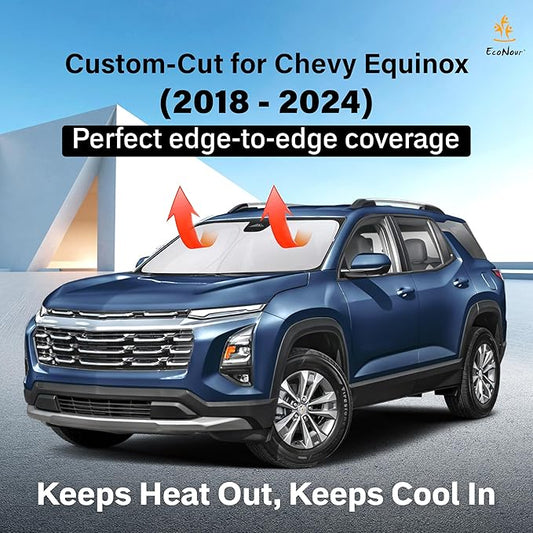 EcoNour Windshield Sunshade Compatible for Chevrolet Equinox 2018-2022 2023 2024, Sun Visor for Front Windshield & Window Sun Shade Cover, UV Heat Blocker & Protector, Car Accessories