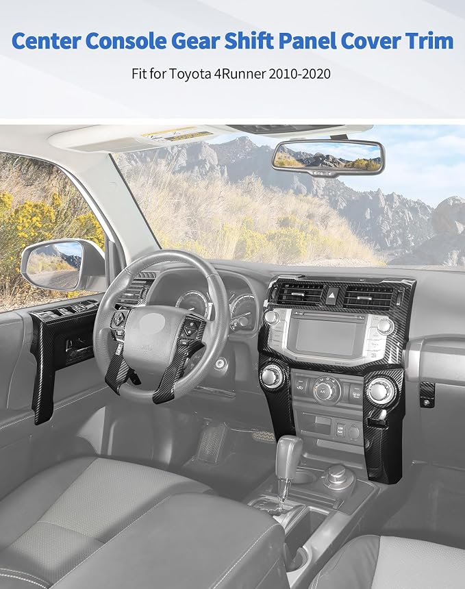 for 4Runner 2010-2019 Carbon Fiber Black Whole Set Interior Panel Cover Trim Kit, Center Console Gear Shift Dashboard Panel Cover Trim for Toyota 4runner Interior Accessories