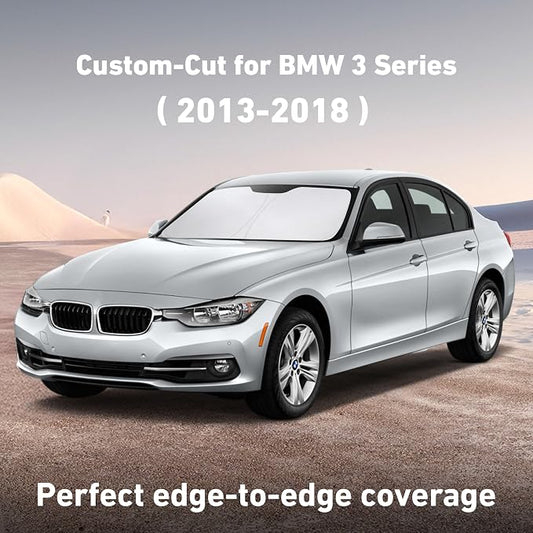 EcoNour Windshield Sunshade Compatible for BMW 3 Series F30/F31/F80/M3 2013-2016 2017 2018, Sun Visor for Front Windshield & Window Sun Shade Cover, UV Heat Blocker & Protector, Car Accessories