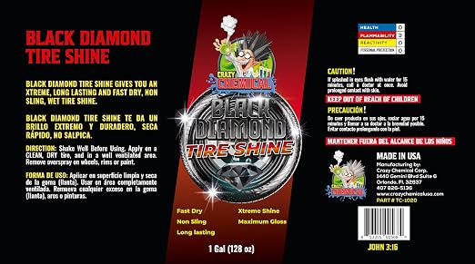 Black Diamond Tire Shine 1 Gallon - Extreme Gloss, Long Lasting, No Sling, Wet Look