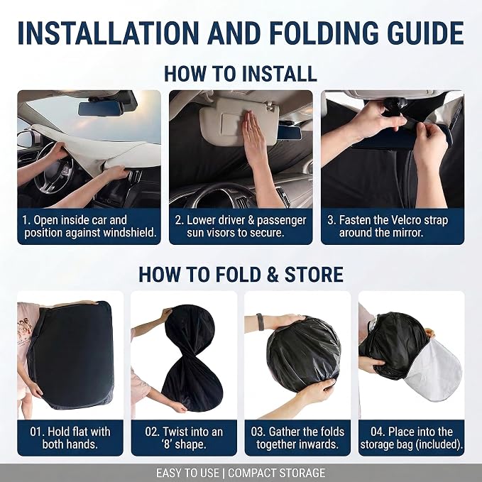 for Chevy Blazer Sun Shade Windshield Cover - Custom Fit Blazer Accessories 2024 2025 2026 Sunshade Foldable UV Protection & Heat Shield Sun Visor Accessories