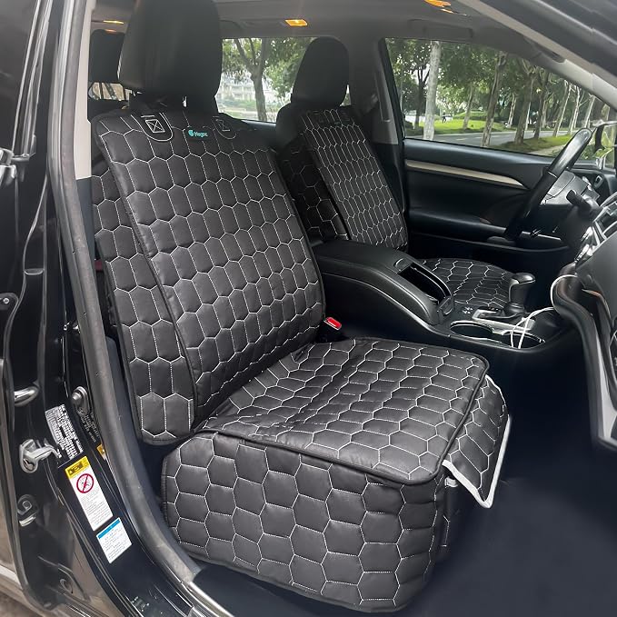 Meginc Front Seat Covers for Cars,Waterproof Car Seat Protector with Side Flaps 600D Fabric Front Seat Dog Cover for Trucks Vans SUVs Sedans, Non Slip Scratch Proof Seat Covers for Dogs in Car