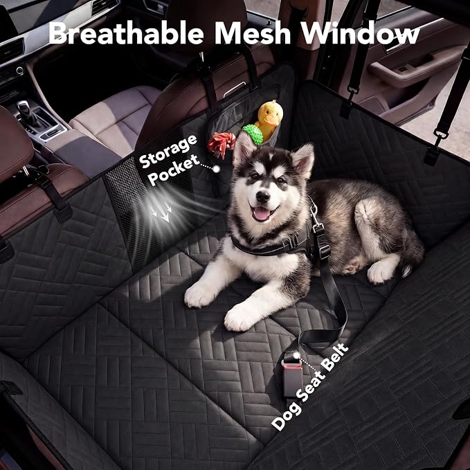 Dog Car Seat Cover for Back Seat, 600D Heavy-Duty Oxford Cloth Pet Car Seat Cover with Hard Bottom, Waterproof Dog Hammock for Car, Dog Car Seat Protector Scratch Proof Nonslip, Holds 400lbs