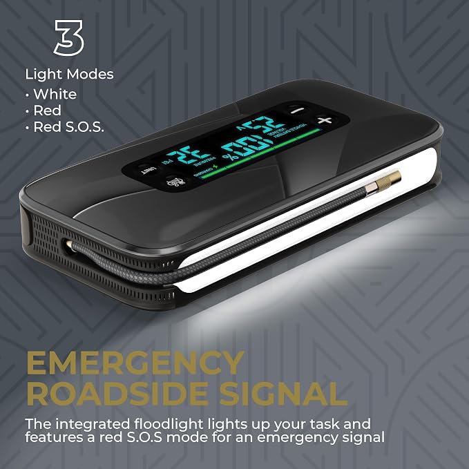 HALO Bolt Ultimate 3 Portable Car Battery Jump Starter | 130 PSI Air Compressor, 55.5Wh USB Power Bank, Large Display, Emergency Floodlight & Charger, Jumps Cars SUVs & Trucks, Inflates Tires — Cobalt