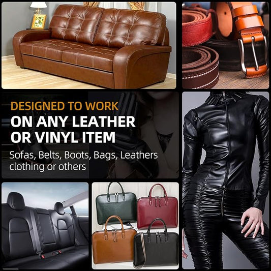 Leather Recoloring Balm, Leather Color Restorer, Leather Restorer for Couches, Leather Scratch Remover, Leather Scratch Repair, Leather Repair Kit for Furniture, Leather Dye (Medium Brown)