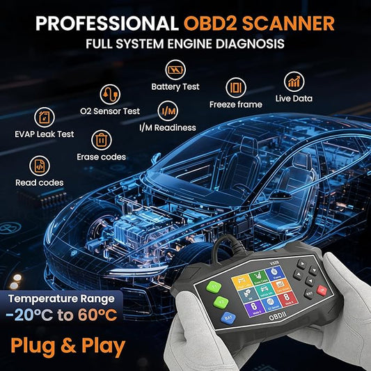 OBD2 Scanner Diagnostic Tool, Code Reader for Check Engine Light with Battery Test, EVAP System(Mode 8), O2 Sensor & I/M Readiness, Automotive Engine Fault Scanner for All OBDII Protocol Cars
