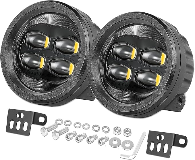 SAE Yellow Fog Lights, ACEC SHOP 2PCS 80W 3.5 Inch Round LED Fog Light Bars DOT Approved Street Legal Amber Pods Off Road Driving Light for Truck Pickup Wrangler Tacoma Tundra F150 UTV SUV Motorcycle