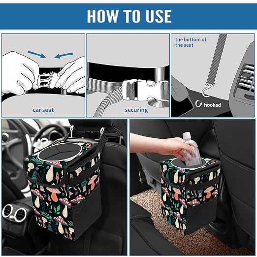 Car Trash Can – Multi-Purpose, Lightweight and Portable with Durable Water-Resistant Coating, No Installation Required, Practical and Ample Capacity, Variety of Colors.Mushroom