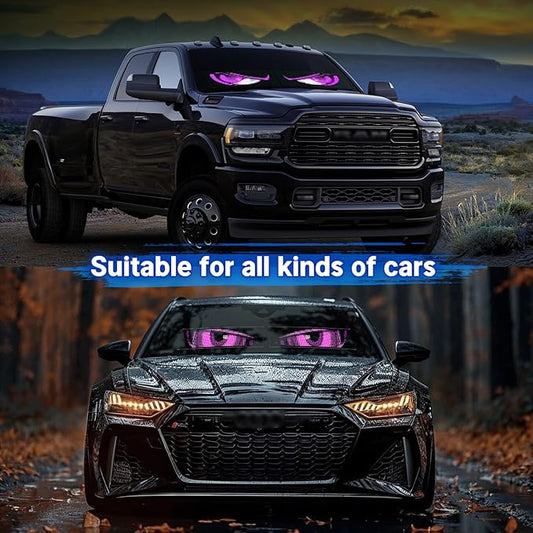 Devil Eyes Light for Cars,Flexible Scrolling Programmable LED Signs,LED Eyes for Truck Windshield,Custom Editor Colours,Animations,Text (19"x 5"/2Pcs)