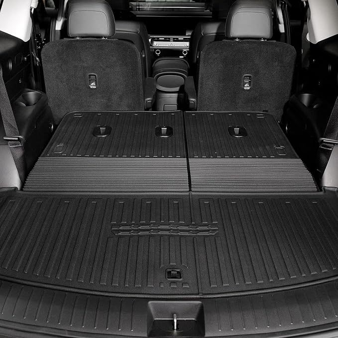 Floor Mats for 2026 Hyundai Palisade 7/8 Seat (Only Gas), All Weather TPE Black Cargo Mat with 3rd Seat Back Cover and Lower Trunk Mat for 2026 Hyundai Palisade Calligraphy Accessories