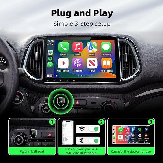 2026 Wireless CarPlay Adapter for Apple iPhone, Small Size Plug and Play, Mini USB Design for Cars with Built-in Wired Apple CarPlay, Fast and Stable Connection Car Play Wireless Adapter