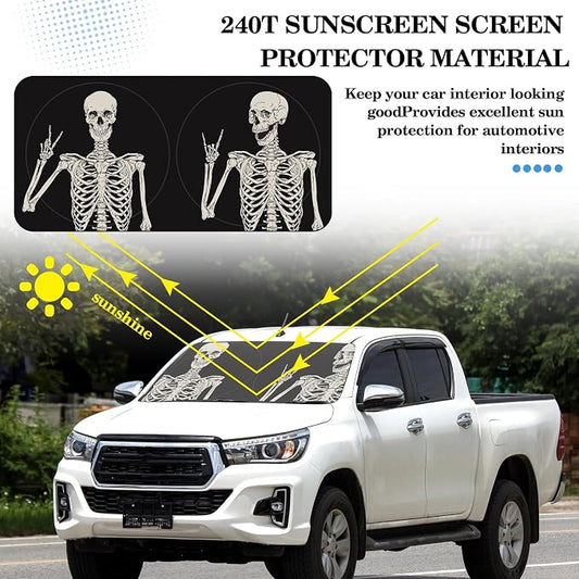 Windshield Sun Shade Foldable Car Front Window Covers for Car Accessories Sun Heat UV Rays Visor Protector Protection for Universal Cars SUV Truck(Skeleton)