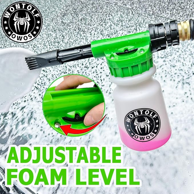 Wontolf CWK188 Car Wash Kit with Foam Gun, Car Wash Soap, Interior Detailer Cleaner, Wheel Cleaner, Car Care Cleaning Detailing Kit for Cars Trucks RVs SUVs Motorcycles (Works w/Garden Hose), 10 Items