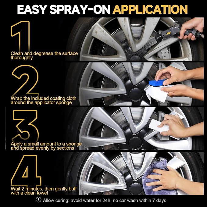 toretark Ceramic Tire & Wheel Coating, Tire Shine, Durable Black Wet Tire, 16 fl oz, Wheel Rim Ceramic Coating 30ml, Advanced Hydrophobic Shield Repels Brake Dust & Stains