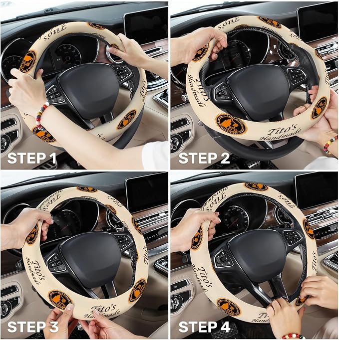 GENANY Wine Drink Steering Wheel Cover, Non Slip Polyester Car Wheel Protector for Car SUV Truck, Universal 15 Inch