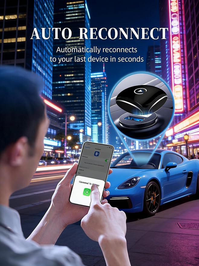 Wireless CarPlay Adapter,Carplay Wireless Adapter for iPhone,Plug and Play,Mini Disign,Stable Connection & No Latency,Fit for Cars with Built-in CarPlay