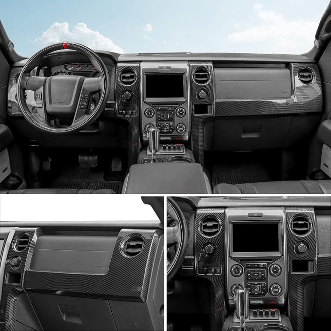 for F150 Interior Trim Kit Carbon Fiber, Dashboard Panel Cover Trim & Headlight Switch Bezel Cover Trim for Ford F150 2009-2014 Carbon Fiber Interior Accessories 5pcs