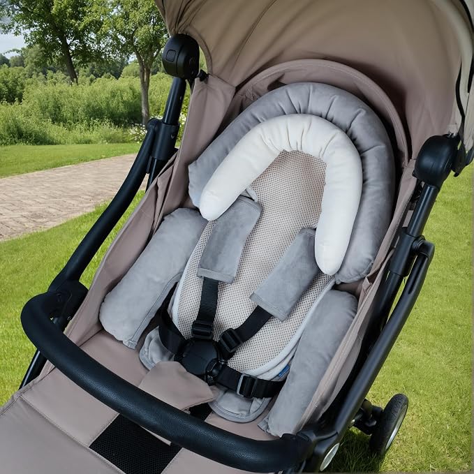 COOLBEBE Upgraded 3-in-1 Baby Body Support & Strap Covers Set for Newborn Infant, Extra Soft Car Seat Insert Cushion Pad, Perfect for Car Seats, Strollers, Swing