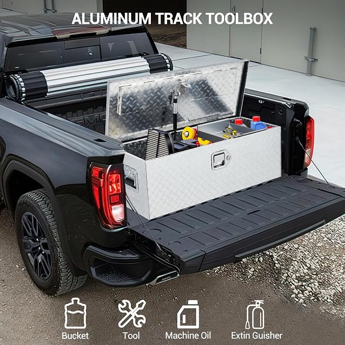 Garvee 30 Inch Truck Bed Tool Box, Heavy Duty Aluminum Pickup Tool Chest with Sliding Shelf, Waterproof & Rust-Resistant Storage Organizer for Truck, RV, Trailer