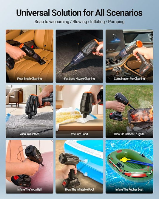SEALIGHT Handheld Car Vacuum Wireless, Portable Vacuum Cleaner with 21000pa High Power Suction, Two Batteries Long Endurance, 18v/120w Mini Vacuum Cleaner for Car, Home, Office, Pet