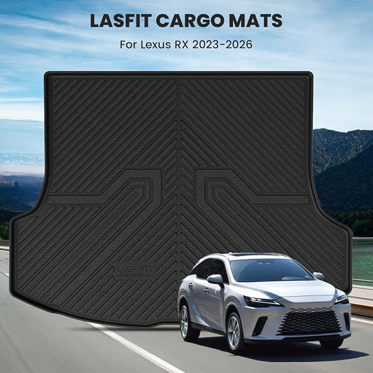 LASFIT Trunk Mat for Lexus RX/RX350/RX350h/RX500h 2025 2024 2023 2026, All Weather TPE RX 350 Cargo Mats Custom Fit for Lexus RX350 Cargo Liner Front & Rear Trunk Liner, Black, Easy to Clean