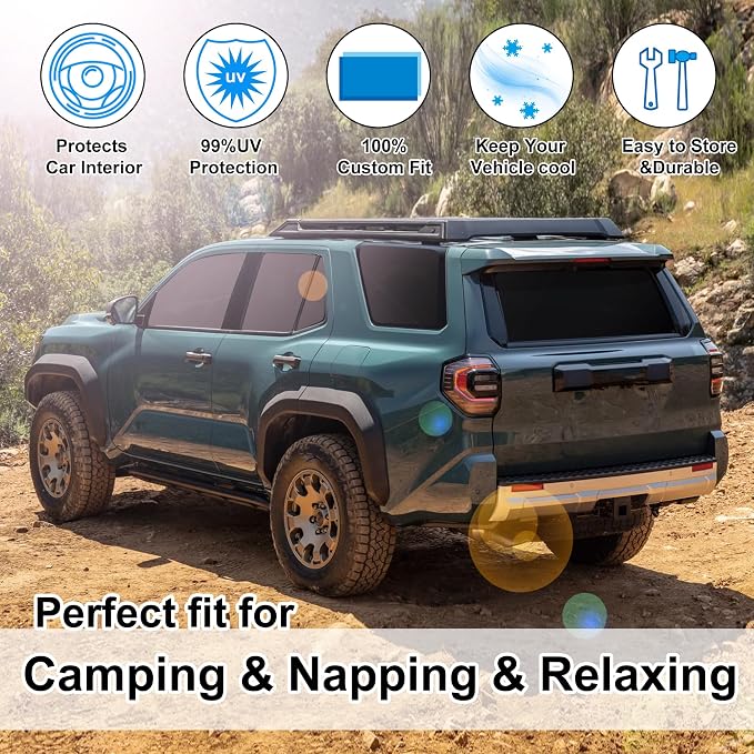 TINGLU Window Shades for Toyota 4Runner 2025 2026 Accessories Car Side Full Windows Rear Triangular Windshield Sun Shade Sun UV Rays & Privacy Protection for Camping 8PCS