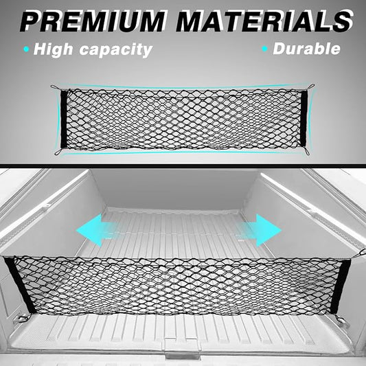 BestEvMod Cargo Mesh Net for Pickup Truck Bed Fit for Tesla Cybertruck 2026 2025 2024 Accessories Mesh Extra Strong Hook Stretchable Trunk Organizer Cargo Net(Stand Envelope Net, Reinforced POM Hooks)