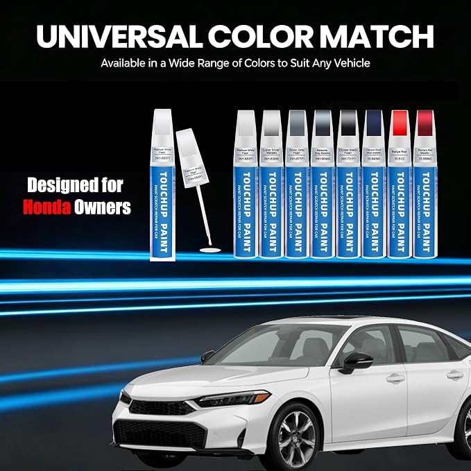 Platinum White Pearl (NH-883P) Touch Up Paint for Honda 2-in-1 Car Scratch Repair Pen for Rock Chips, Door Scratches & Paint Nicks Exact Color Match Quick Dry DIY Fix for Civic Accord CR-V