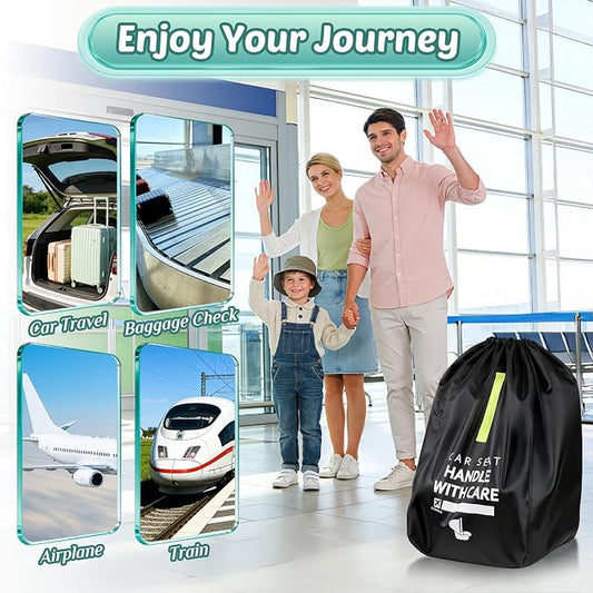 Guiseapue Car Seat Travel Bag for Airplane: Car Seat Bags for Air Travel Fit All Car Seats, Infant Carriers & Booster Seats, Carseat Cover Fit Doona Graco Evenflo, Airplane Travel Essentials Flying