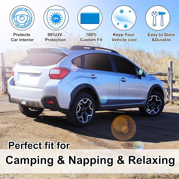 TINGLU Window Shades for Subaru Crosstrek 2013 2014 2015 2016 2017 Accessorie Car Side Full Windows Rear Triangular Windshield Sun Shade Sun UV Rays & Privacy Protection for Camping,Napping 8PCS