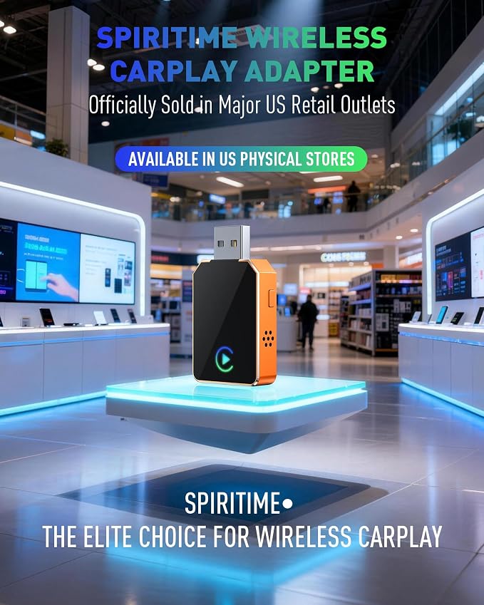 SPIRITIME Wireless CarPlay Adapter for iPhone, 2026 Upgraded 2-in-1 Android Auto CarPlay Wireless Adapter, Convert Wired to Wireless, Fast & Stable, Plug & Play