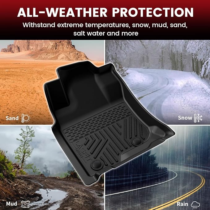 LASFIT Floor Mats&Cargo Mat for Toyota 4Runner 2013-2024 (Only for 5 Seats) Backrest Mats All Weather TPE Mats Custom Fit Floor Liners for Toyota 5th gen 4 Runner 1st & 2nd Row Full Set Car Mats