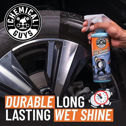 Chemical Guys Tire Kicker Sprayable Extra Glossy Tire Shine Spray, Dry-to-Touch Dressing - Restores Wet Look to Rubber, Vinyl, and Plastic, Safe for Cars, Trucks, Motorcycles, RVs, and More - 16 oz
