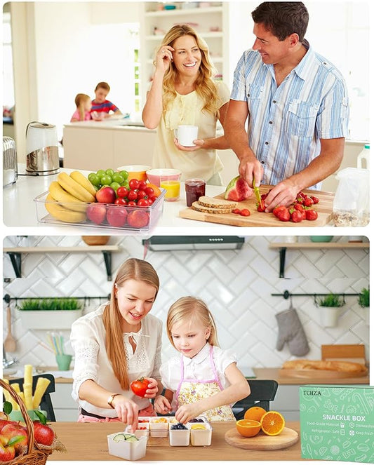 TCHZA Snackle Box Container, Dishwasher Safety - Divided Serving Tray with Lid and Handle, Charcuterie Board for Portable Snack Platters - Clear Organizer for Fruits Snacks,Perfect for Road Travel