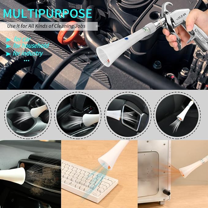 GOCCIDA Tornado Dry Cleaning Gun Detailing Interior Dryer Air Blow Gun,Car Detailing Kit Interior Cleaner,Car Detailing Tools for Car Quickly Blasts Dirt and Dust Works with Air Compressor