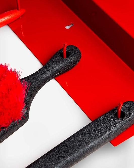 Adam's Polishes Brush Holder All Purpose Garage Shelf - Thick Gauge Steel Construction - Durable, All Metal System Safely Stores Your Detailing Brushes & Tools
