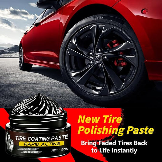 Premium Tire Coating & Trim Restorer, Bring Back the Original Deep Black Shine to Rubber and Plastic, Long Lasting Gloss Finish, Tire Coating Paste for Car Tire Plastic Trim Care, Maintenance (2 Set)