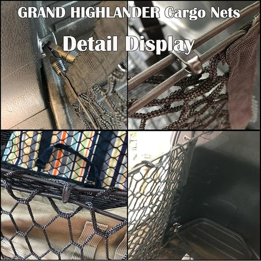 2 Pcs Trunk Organizer Cargo Net Suitable for 2024 2025 2026 Toyota Grand Highlander Hybrid Limited Platinum Nightshade XLE LE,Envelope Style&Rear Trunk Floor Style Cargo Net Car Trunk