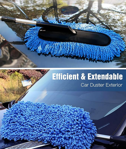 YeewayVeh Car Duster Kit, 3 Pack Car Detailing Brush Set with Extendable Microfiber Dust Brush & Scratch Free Car Dash Duster & Soft Car Interior Brush for Vehicles Motorcycle and Home Cleaning Tools