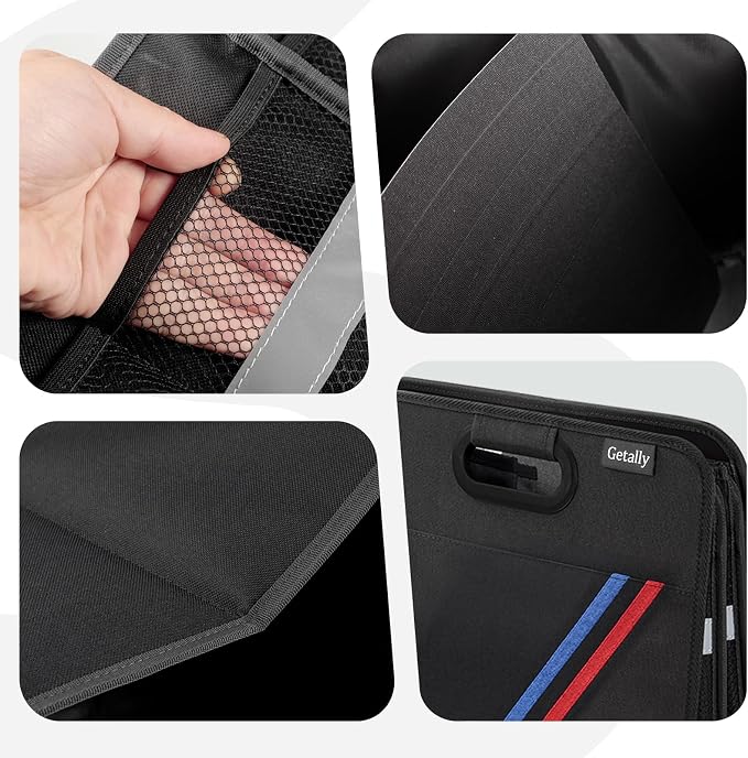 Trunk Organizer for Car, Collapsible Trunk Organizer with Multi Pockets, 3 Compartments Storage Organizer for Car SUV, Truck, Sedan
