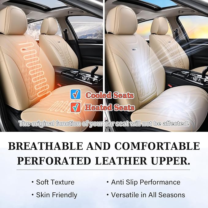 Coverado Car Seat Covers, Car Seat Covers Front Seats, 2-Pack Front Seat Cover, Nappa Leather Waterproof Seat Covers, Car Seat Protectors, Automotive Seat Covers Universal Fit for Most Vehicles