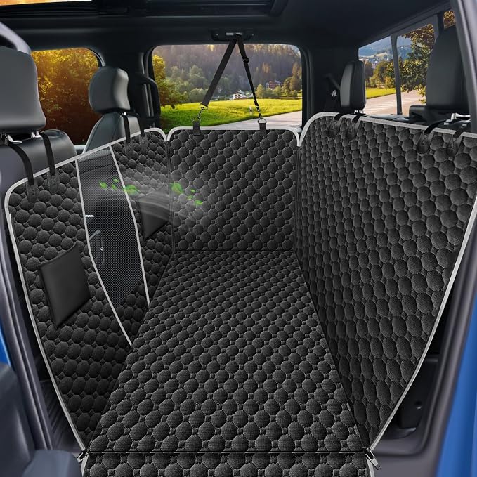 Mancro Waterproof Dog Hammock for Truck, Compatible with F150/RAM, Black | Visible Mesh Window,Great Gift,Storage Pockets,Effortless Cleaning