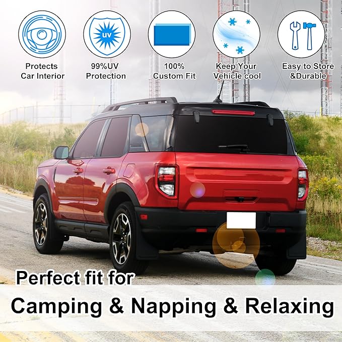 TINGLU Window Shades for Ford Bronco Sport 2021-2025 2026 Accessorie Car Side Full Windows Rear Triangular Windshield Sun Shade Sun UV Rays & Privacy Protection for Camping,Napping,and Relaxing 8PCS
