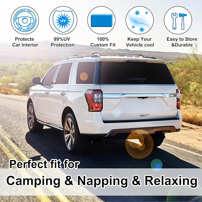 TTINGLU Window Shades for Ford Expedition SUV 2018-2024 8PCS Accessories Car Side Full Windows Rear Triangular Windshield Sun Shade Sun UV Rays & Privacy Protection for Camping,Napping,Relaxing