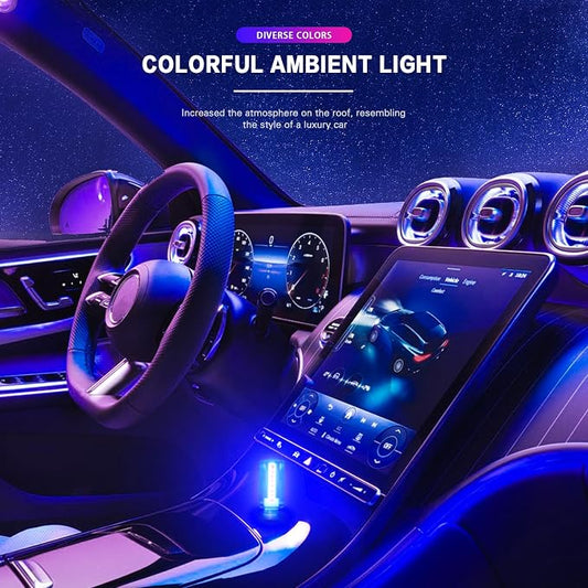 Mini USB Touch Control LED Ambient Light -4 Lighting Modes (Stable/dimmable SOS, Slow Flash, Breathing) Suitable for car interiors, Homes, Camping, and Party Decorations (Blue)