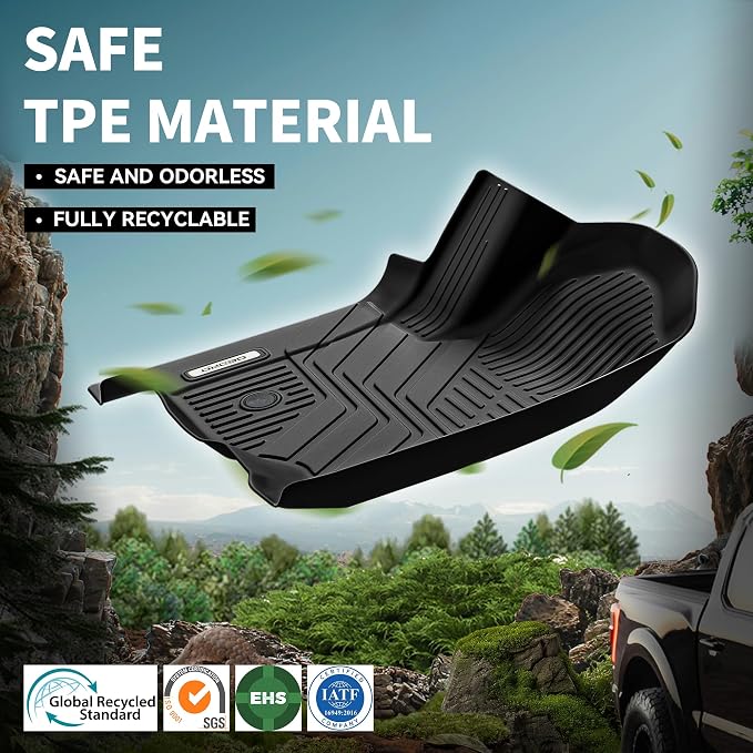 OEDRO Upgraded Floor Mats for 2019-2026 Chevy Silverado/GMC Sierra 1500 Crew Cab & 2020-2026 Silverado/Sierra 2500HD 3500HD, Bucket Seat, All Weather Custom Fit Silverado Accessories Floor Liners