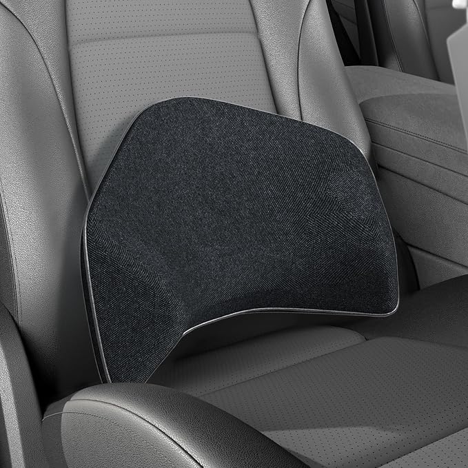 Super Snug Lumbar Support Pillow for Car, 100% Memory Foam Lumbar Pillow with Breathable Removable Cover, Ergonomic Design - Back Pillow Lumbar Support Pillow for Car Seat/Back Pain Relief(Black, 1PC)