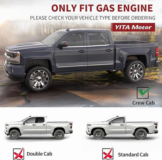 YITAMOTOR 6 Inches Running Boards Compatible with 2007-2018 Chevy Silverado/GMC Sierra 1500 Crew Cab & 2007-2019 2500HD 3500HD Crew Cab Side Steps Textured Black Nerf Bars