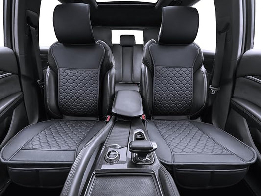 Elantrip Car Seat Cover Full Set Leather Car Seat Protector Universal fit for Most Cars SUVs and Trucks Water Proof Front and Rear Seat Protector Black